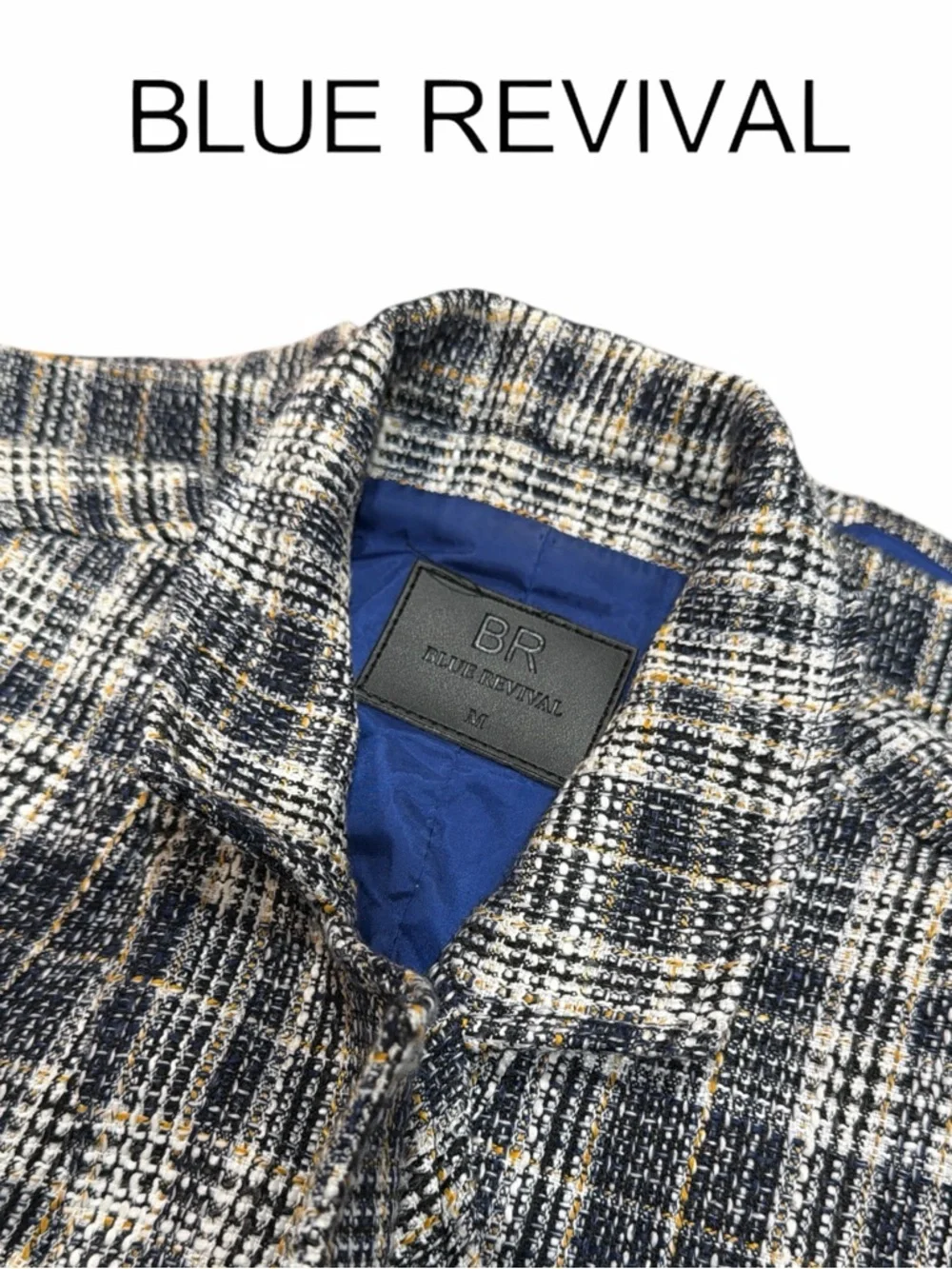 Blue‎ Revival Women's Blue Plaid Blazer Vest with Denim Sleeves - Size M